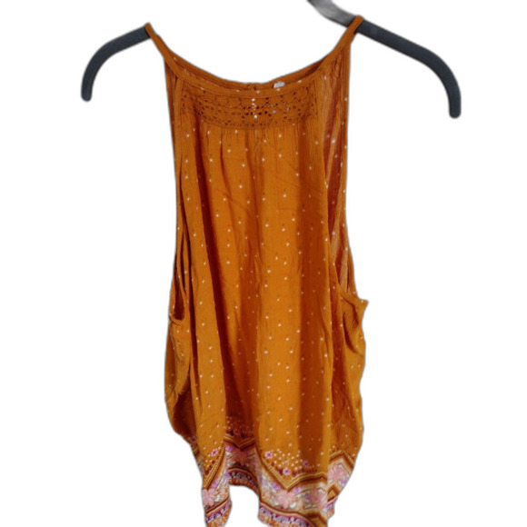 NWT Mudd Orange Flowy Floral High Neck Boho Tank Top Sz XXL - Picture 2 of 5